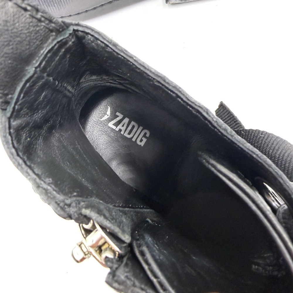 Zadig & Voltaire Laureen Roma Boots Black Leather Lace-Up Skull Women Sz 37 / 7 - Picture 12 of 12